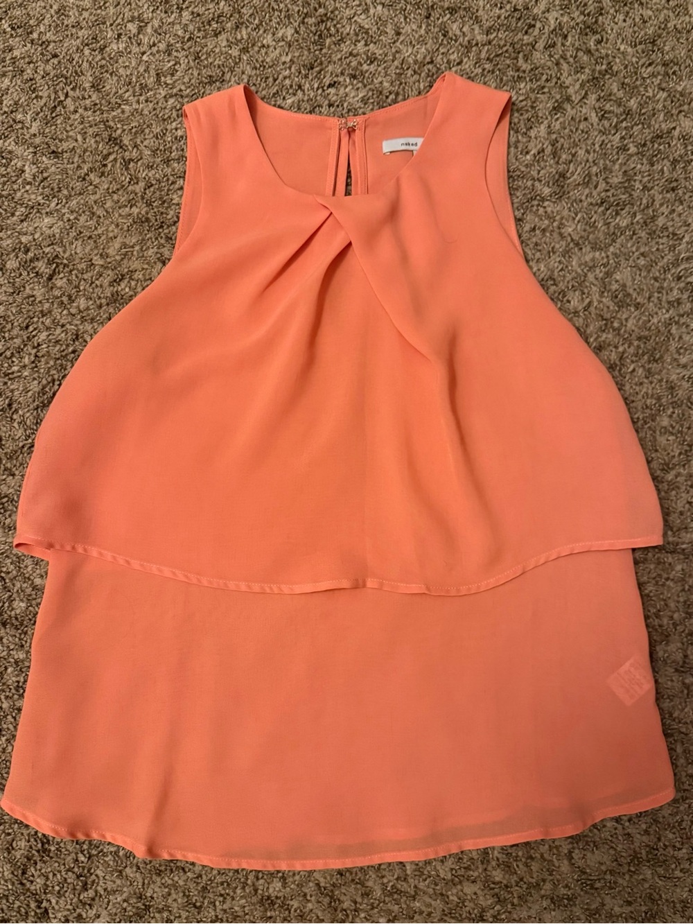 Naked Zebra Coral-Peach Layered Sleeveless Camisole